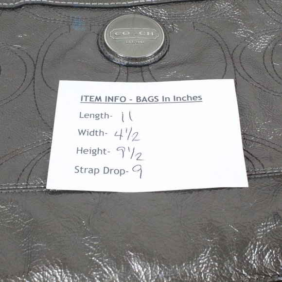 COACH Signature Patent Leather Tote Shoulder Bag - Picture 12 of 12